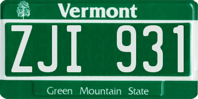 VT license plate ZJI931