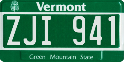 VT license plate ZJI941