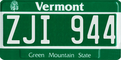 VT license plate ZJI944