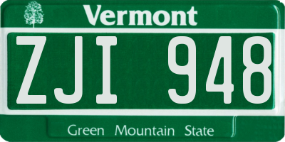 VT license plate ZJI948
