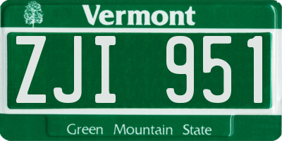 VT license plate ZJI951