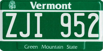 VT license plate ZJI952