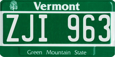 VT license plate ZJI963