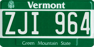 VT license plate ZJI964