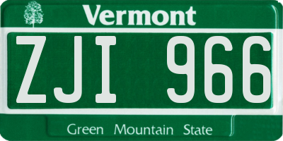VT license plate ZJI966