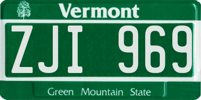 VT license plate ZJI969