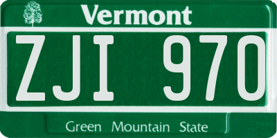 VT license plate ZJI970