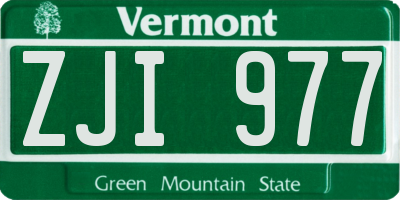 VT license plate ZJI977