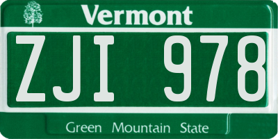 VT license plate ZJI978