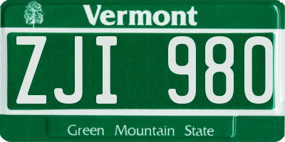 VT license plate ZJI980