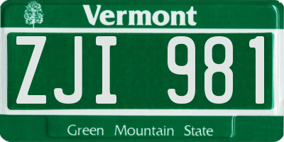 VT license plate ZJI981
