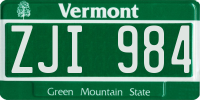 VT license plate ZJI984