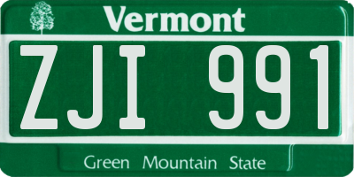 VT license plate ZJI991