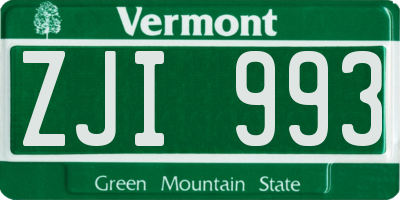 VT license plate ZJI993