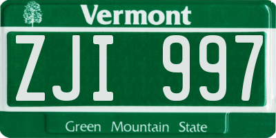 VT license plate ZJI997