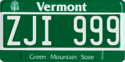 VT license plate ZJI999