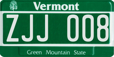 VT license plate ZJJ008