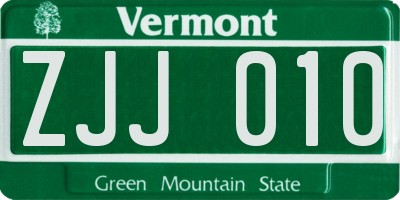 VT license plate ZJJ010