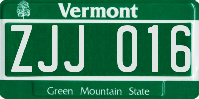 VT license plate ZJJ016