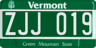 VT license plate ZJJ019