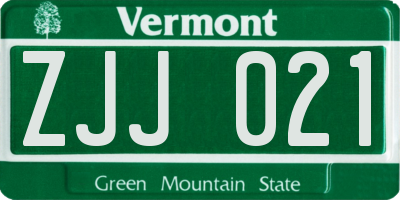 VT license plate ZJJ021