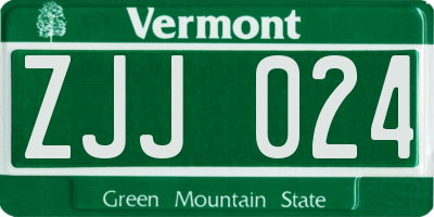 VT license plate ZJJ024