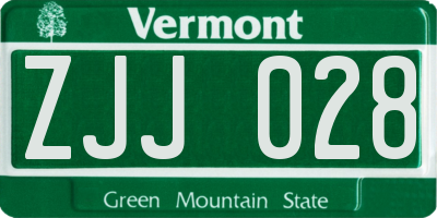 VT license plate ZJJ028