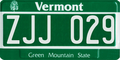 VT license plate ZJJ029