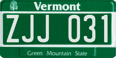 VT license plate ZJJ031