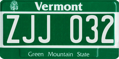VT license plate ZJJ032