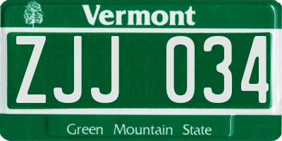 VT license plate ZJJ034