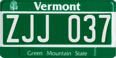 VT license plate ZJJ037