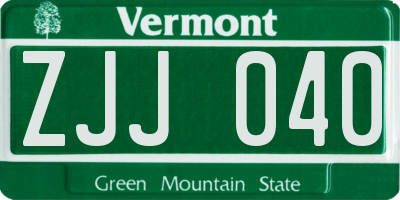 VT license plate ZJJ040