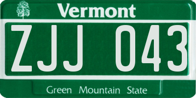 VT license plate ZJJ043