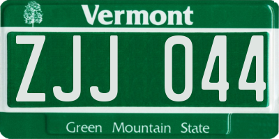 VT license plate ZJJ044