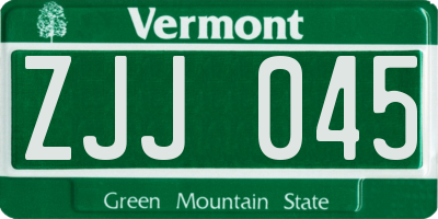 VT license plate ZJJ045