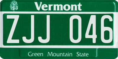 VT license plate ZJJ046