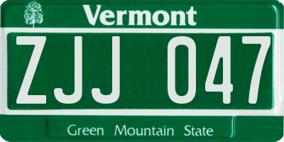 VT license plate ZJJ047