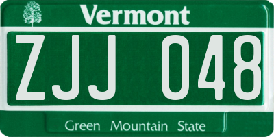 VT license plate ZJJ048