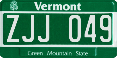 VT license plate ZJJ049