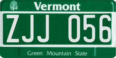 VT license plate ZJJ056