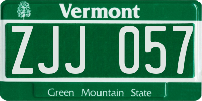 VT license plate ZJJ057