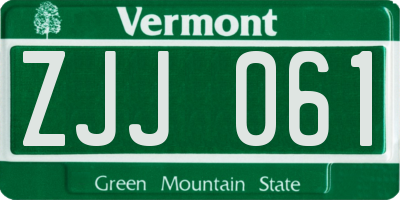 VT license plate ZJJ061