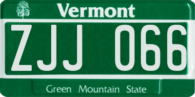 VT license plate ZJJ066