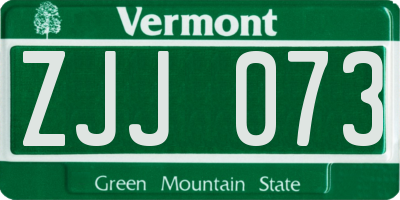 VT license plate ZJJ073