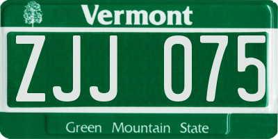 VT license plate ZJJ075