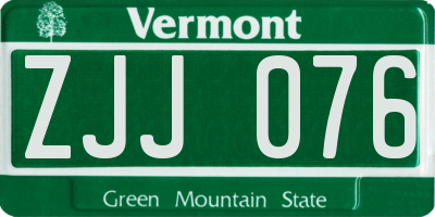 VT license plate ZJJ076