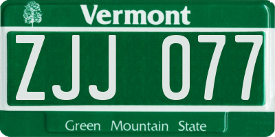 VT license plate ZJJ077
