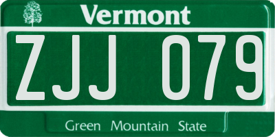 VT license plate ZJJ079