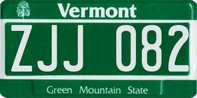 VT license plate ZJJ082